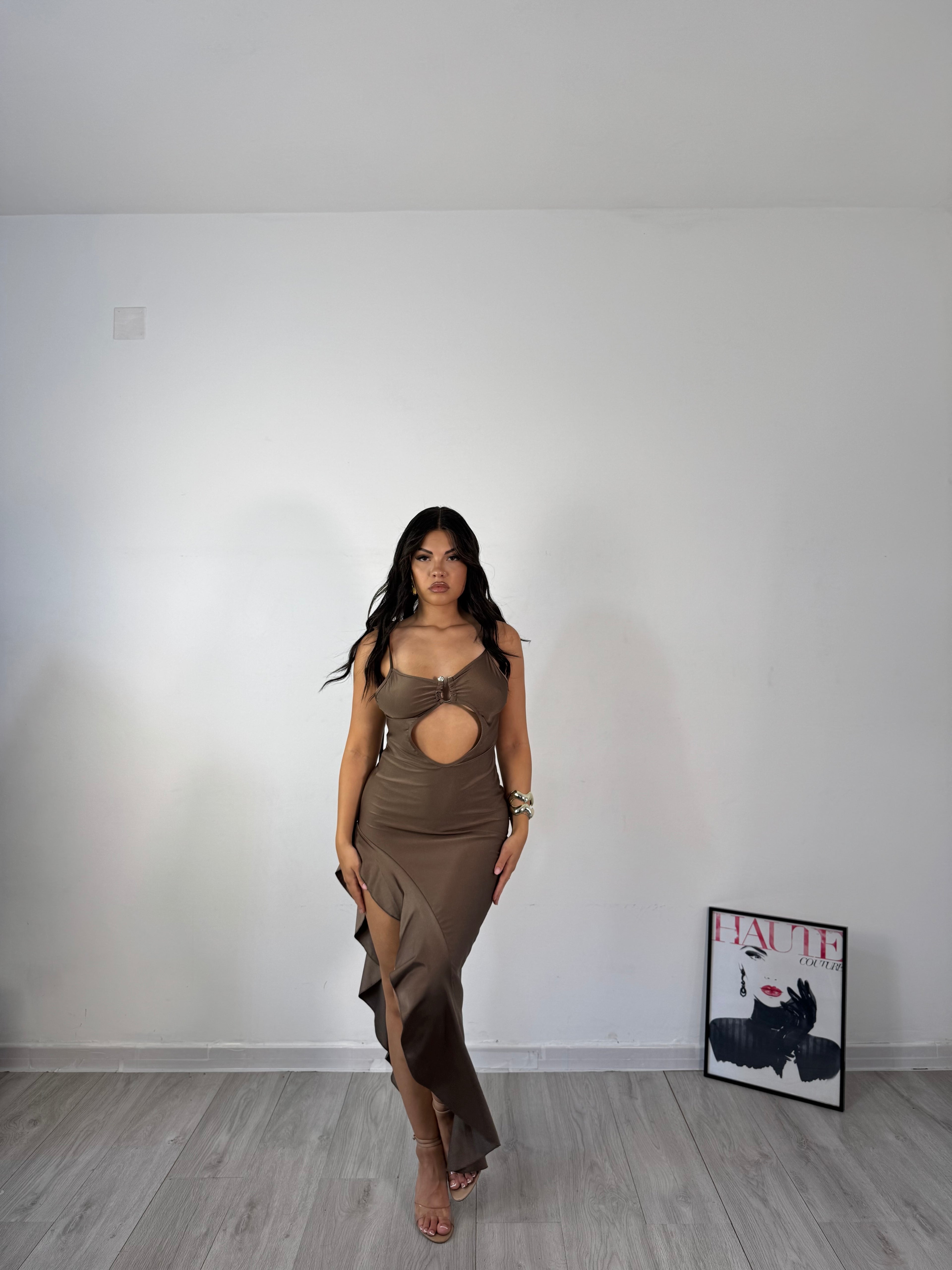 DRESS PUNTO LUCE MARRONE