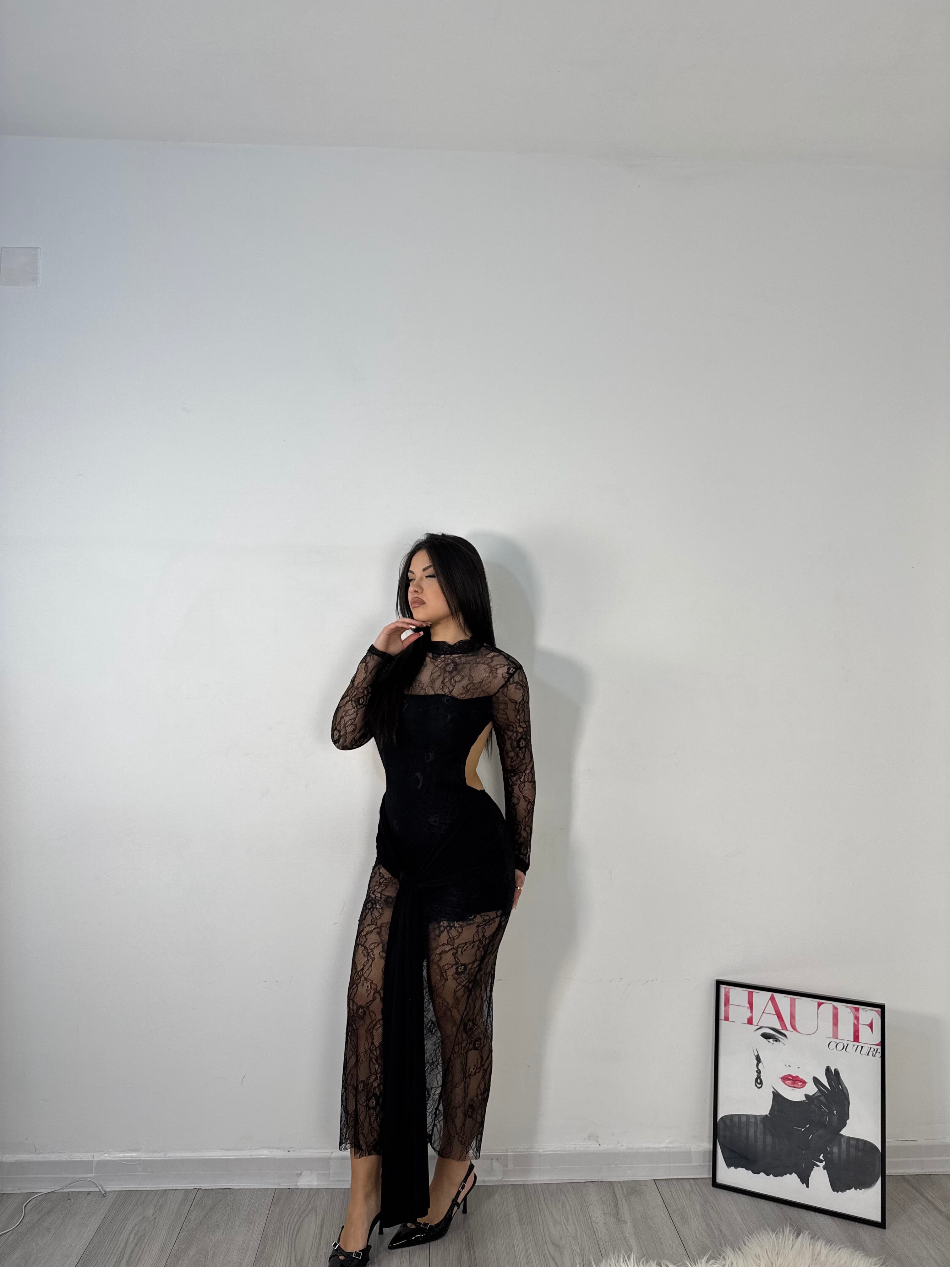 DRESS SHARON PIZZO NERO
