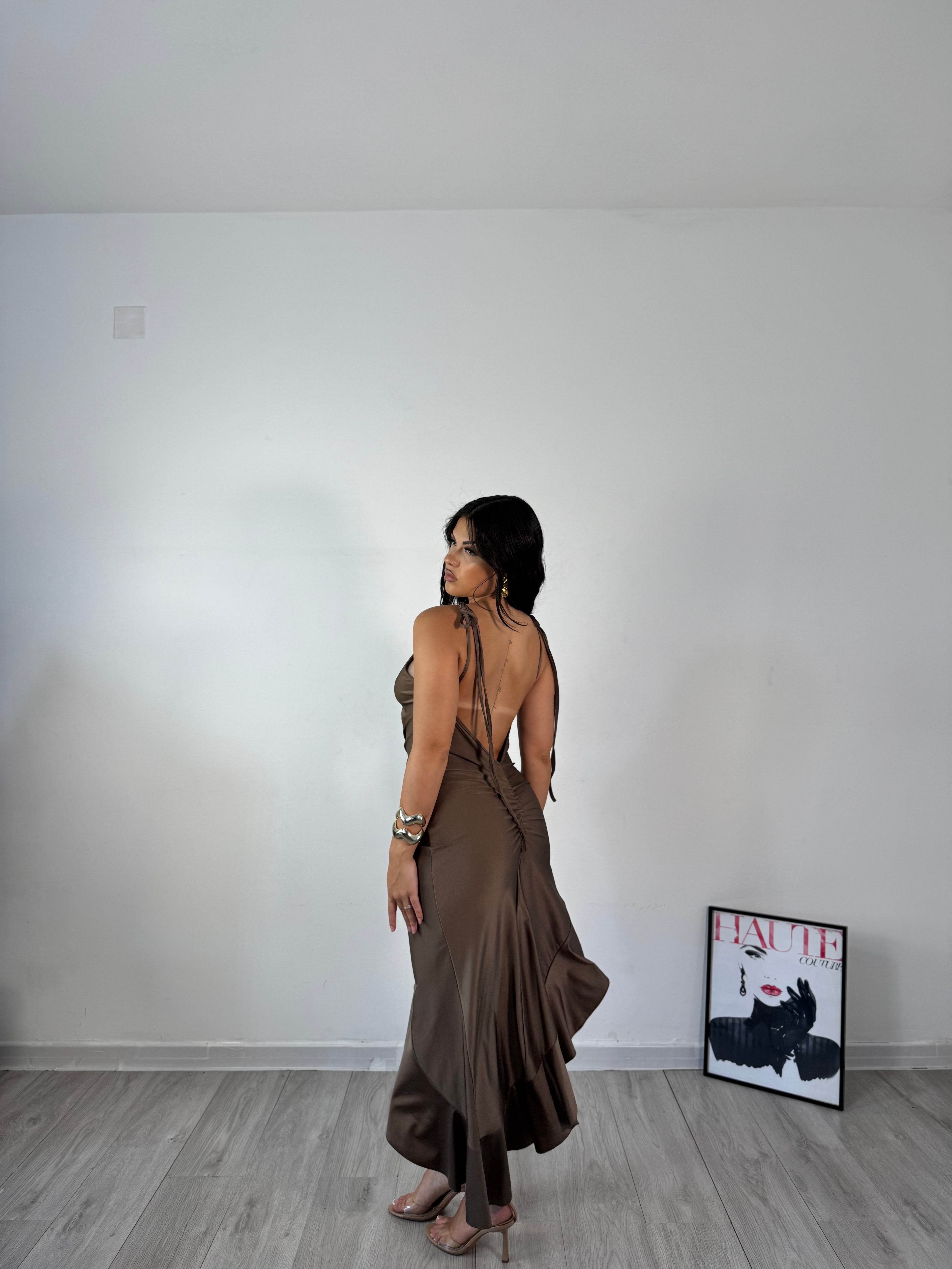DRESS PUNTO LUCE MARRONE
