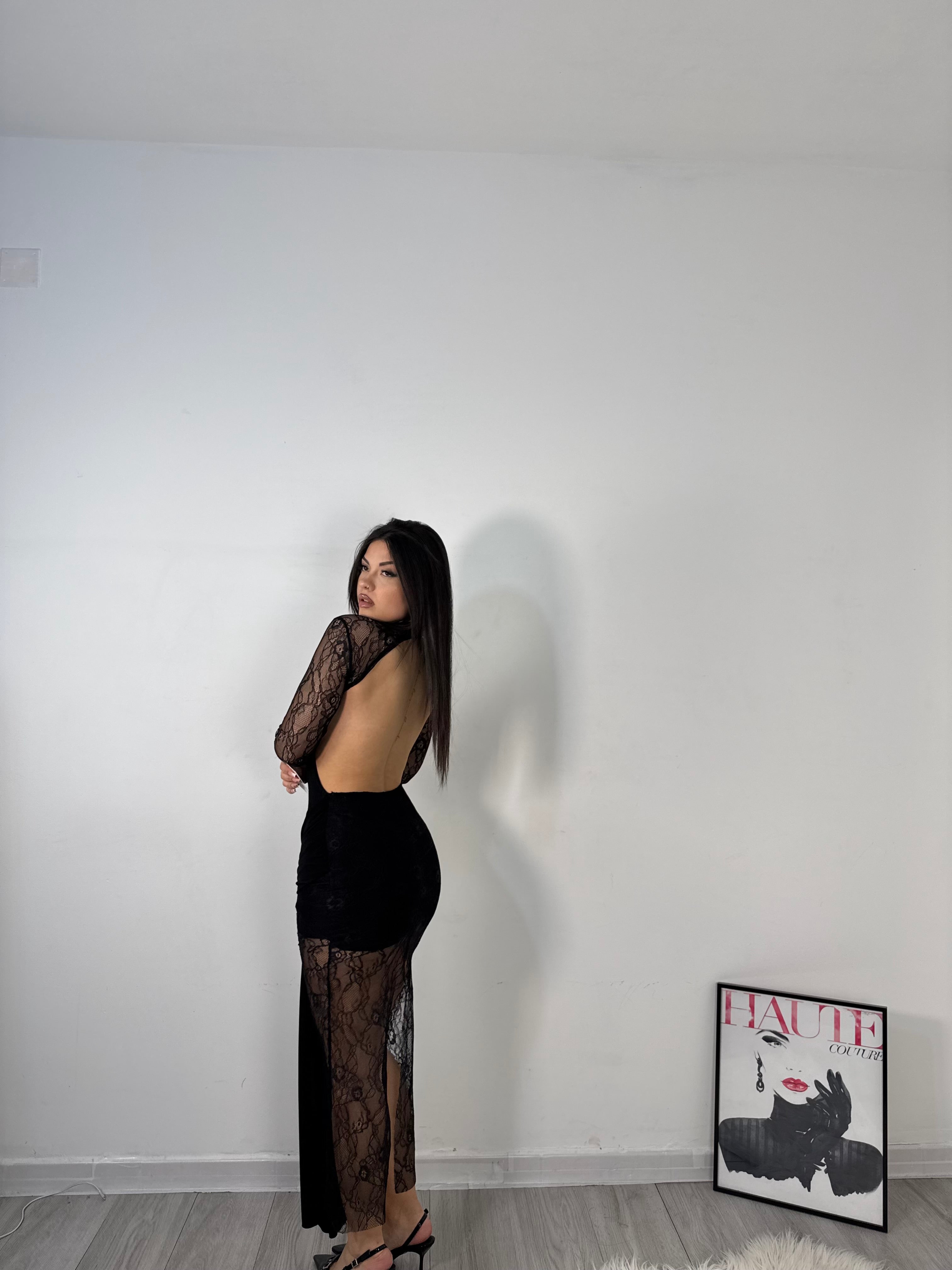 DRESS SHARON PIZZO NERO