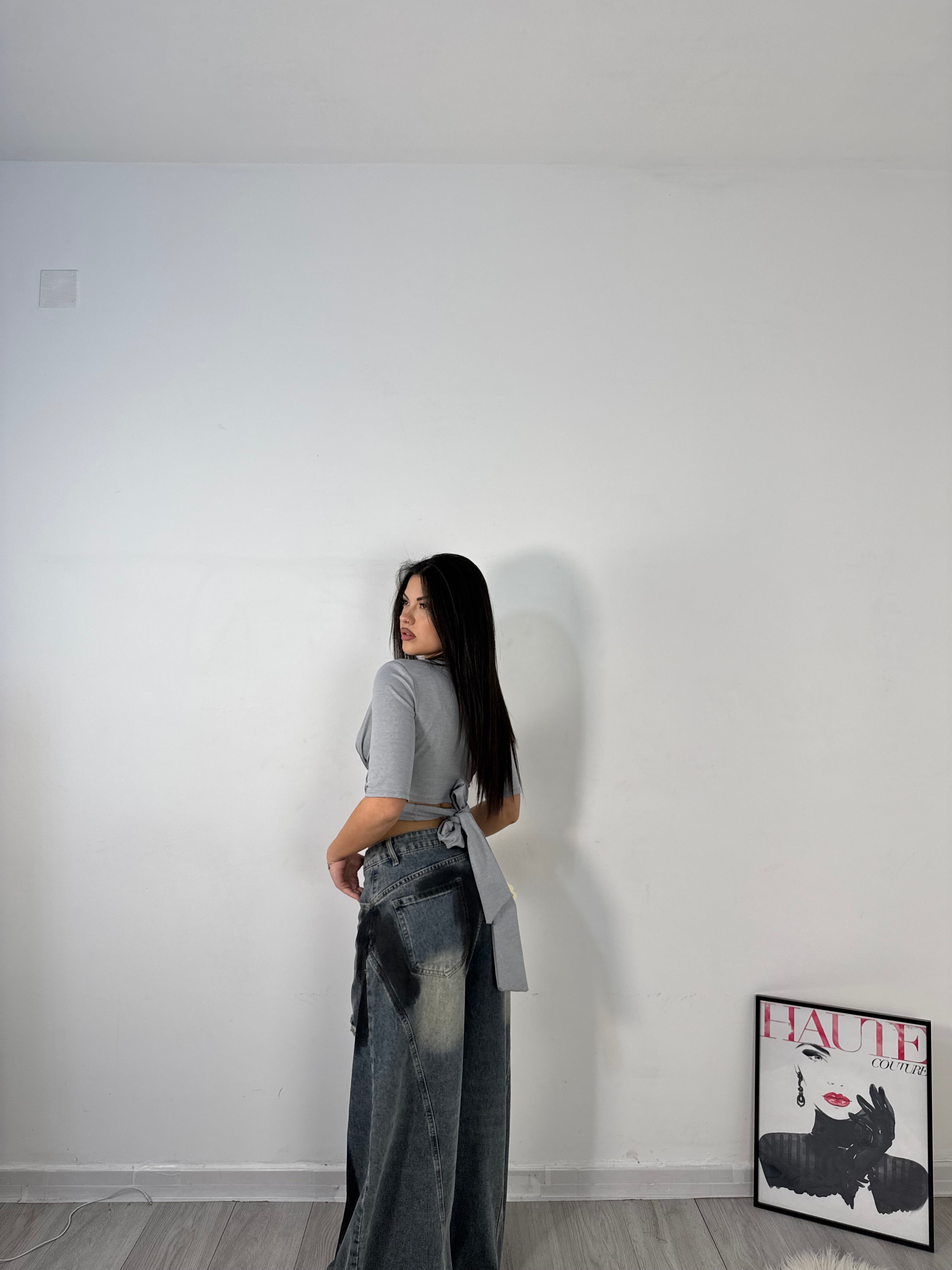 T-SHIRT CROP GRIGIA