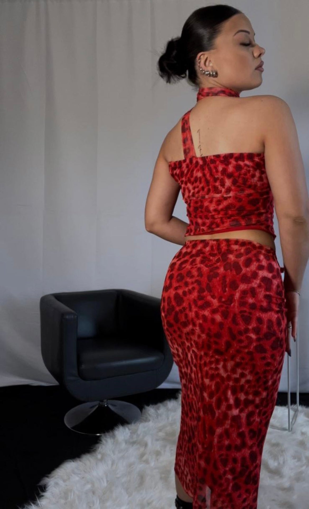 CORDSET LEOPARDATO ROSSO