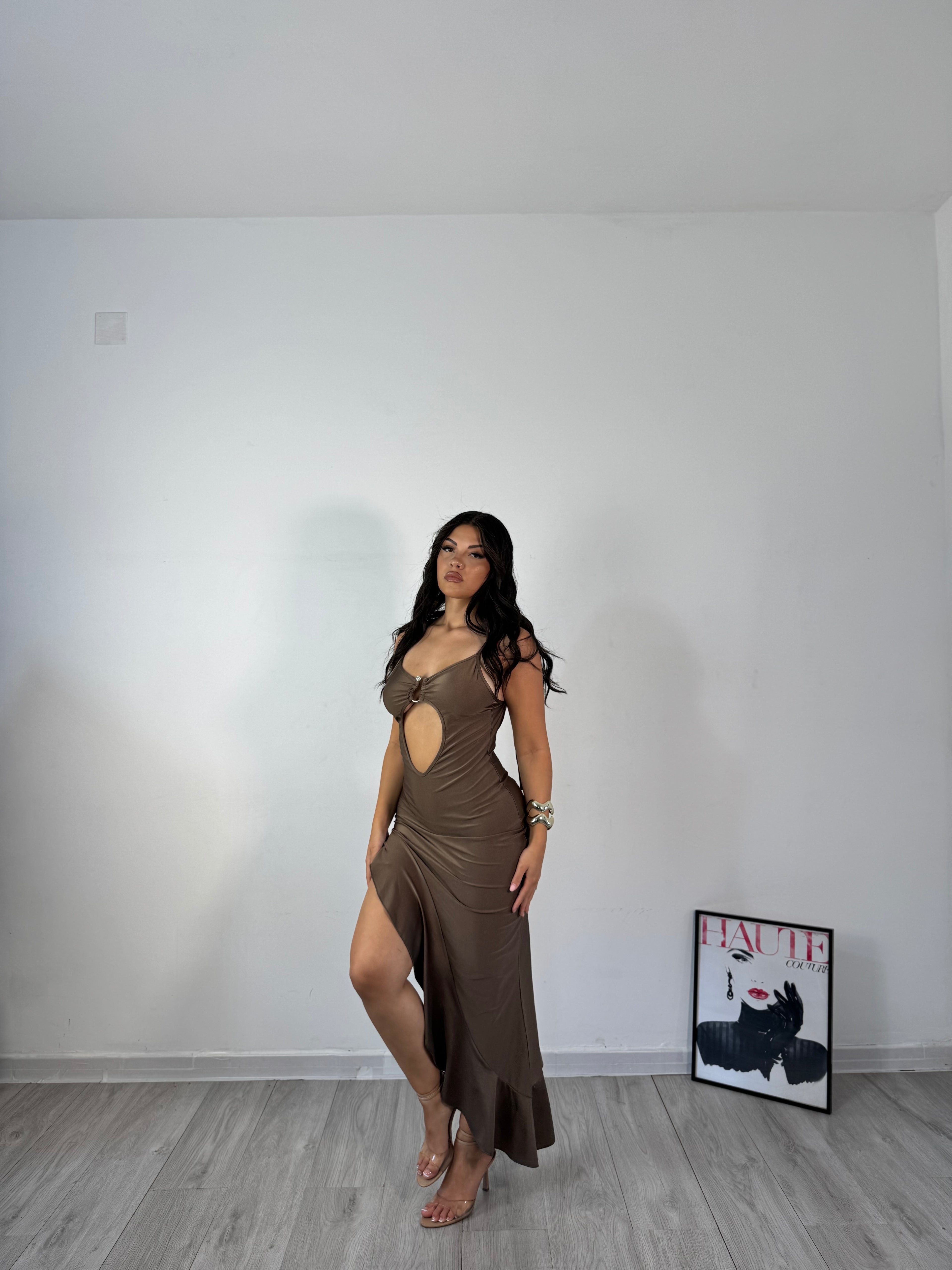 DRESS PUNTO LUCE MARRONE