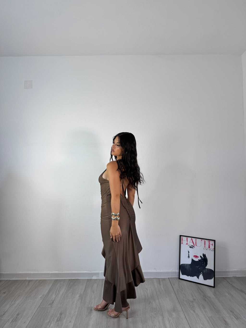 DRESS PUNTO LUCE MARRONE