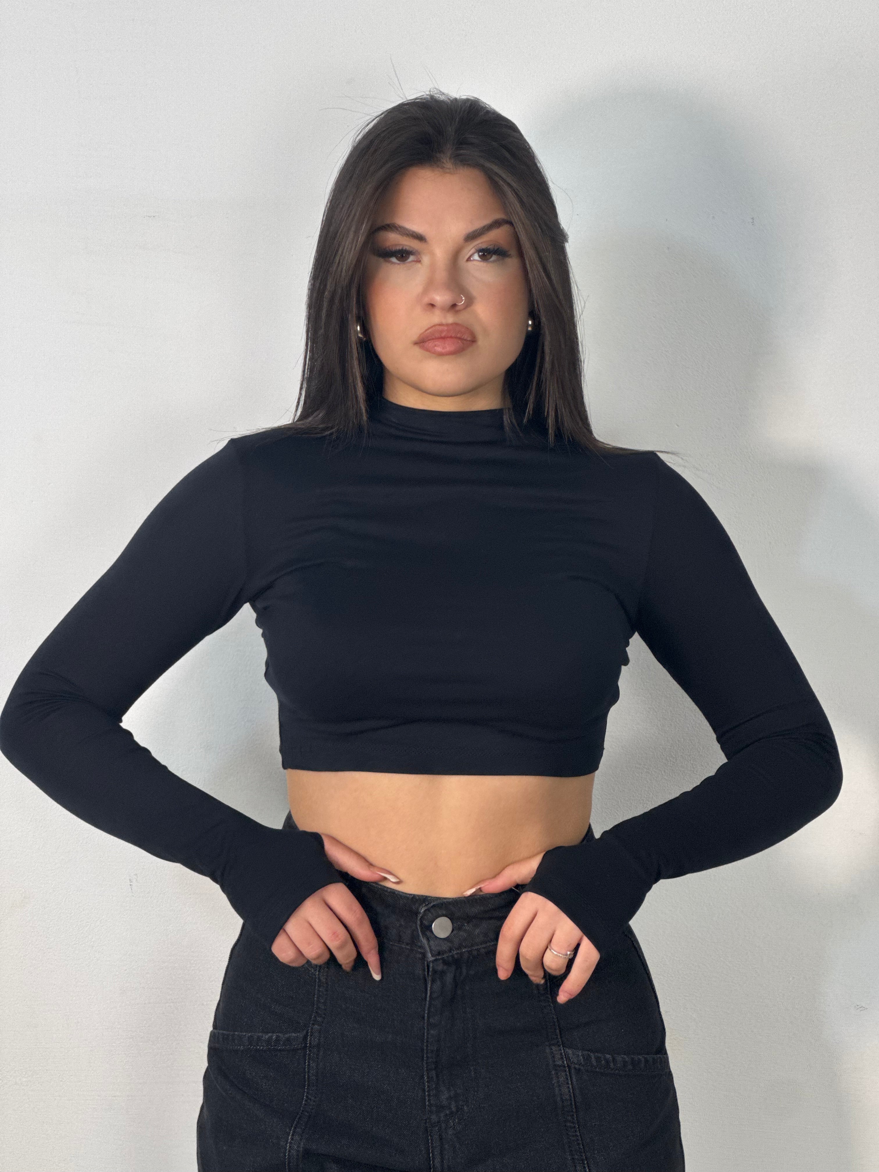 MAGLIETTA CROP BLACK