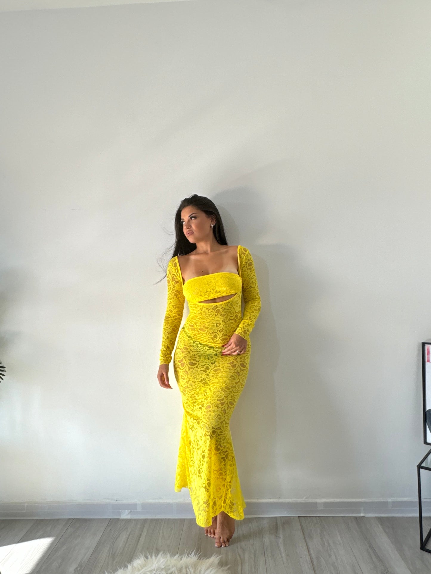 Dress MYKONOS pizzo giallo