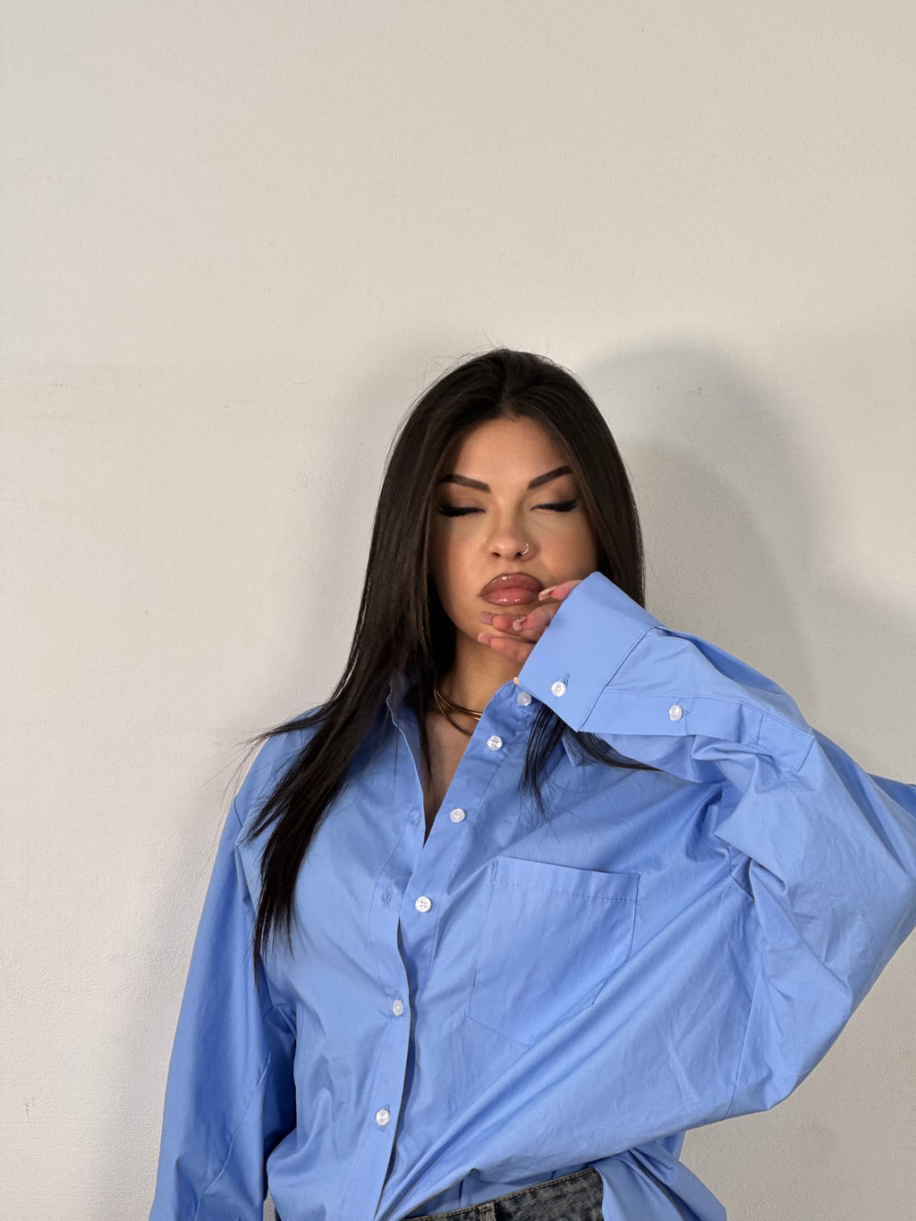 CAMICIA OVER AZZURRA