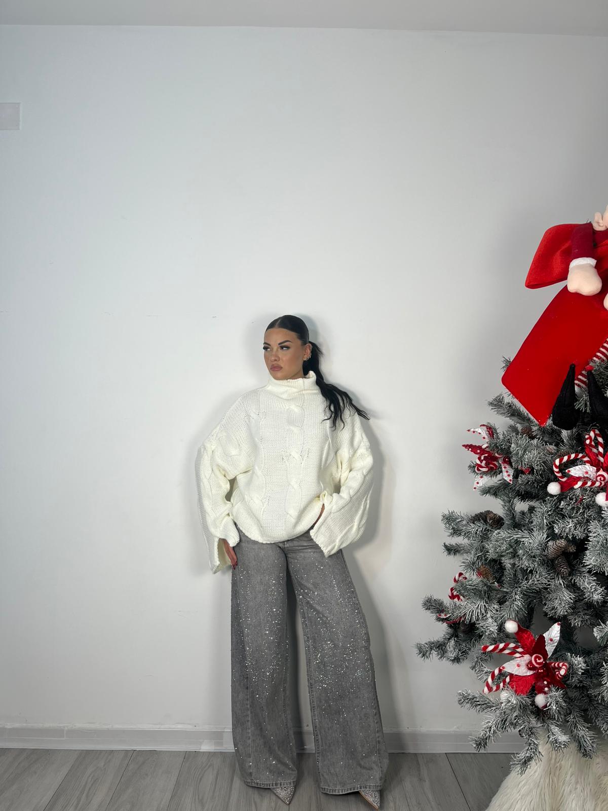PULL TRECCIA BIANCO